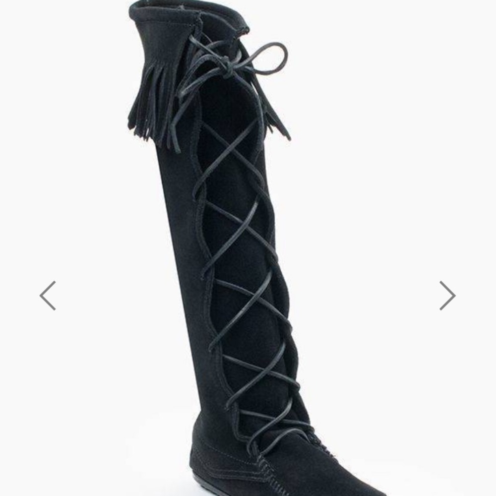 Minnetonka tall lace up moccasins